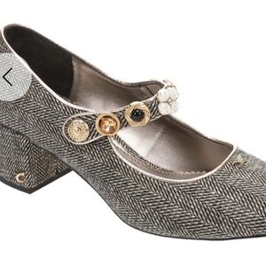 Circus by Sam Edelman Gray Herringbone Mary Jane Block Heels